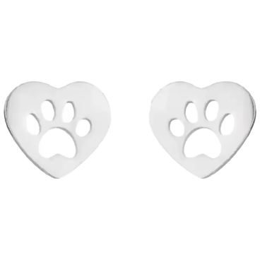 Hollywood Sensation Paw Print Heart Stud Earrings