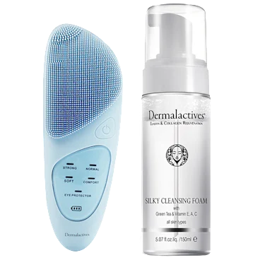 Dermalactives Pure Silk Cleanse Bundle with Sonic Cleansing Brush & Foam