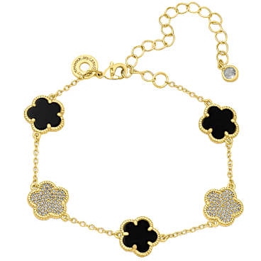 CZ by Kenneth Jay Lane 2 CTTW Pave & Stone Clover Station Bracelet