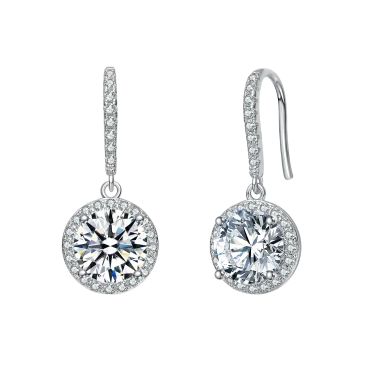 Rachel Glauber Simulated Diamond Halo Drop Hook Earrings