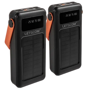 2-Pack: Letscom 30,000mAh Solar Power Bank with Integrated Cables
