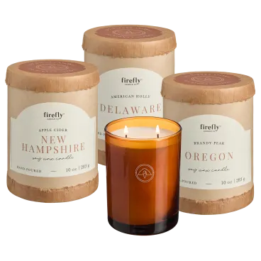 3-Pack: Firefly Candle Soy Wax 2-Wick Amber Glass Jar Candle