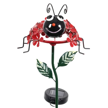 Exhart Lady Bug with Flower LED Garden Stake