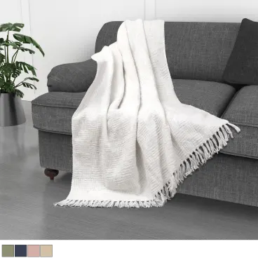 Kathy Ireland Oversized Chenille Fringed Basket Throw