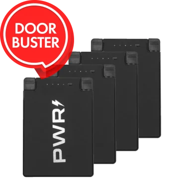 4-Pack: PWRCard 2500mAh Slim Power Banks with Integrated Charging Cables
