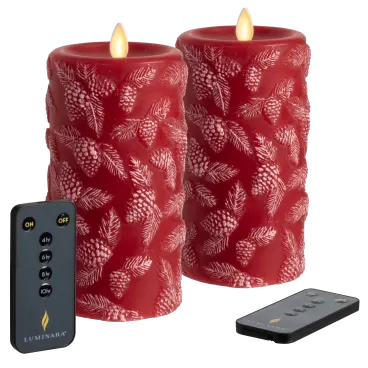 Martha Stewart 2-Piece Flameless 6" Pinecones and Evergreen