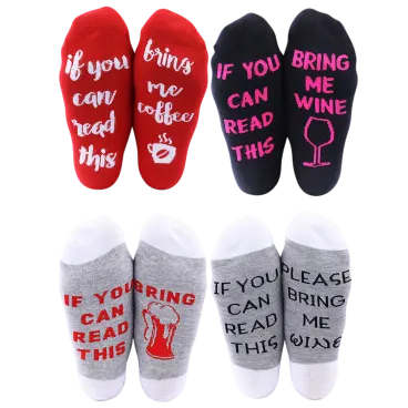 4-Pack: Extreme Fit Unisex “If You Can Read This” Novelty Crew Socks