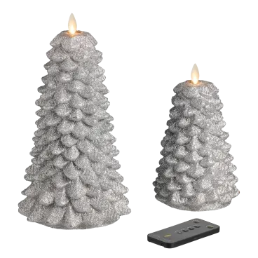 Martha Stewart by Luminara 2-Piece Glitter Holiday Tree LED Candles