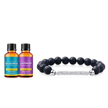 Seeboo Lava Stone Aromatherapy Diffuser Bracelet with Bar with 2 Essential Oils
