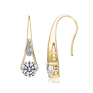 Genevive Simulated Diamond Pear Drop Hook Earrings 14k Gold Plated