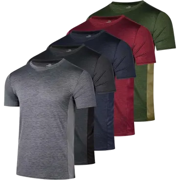 5-Pack: Nextex Men's Dry Fit Active Athletic Performance T-Shirts