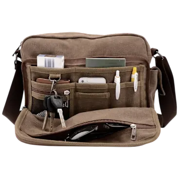 XIX Multi-Pocket Canvas Crossbody Shoulder Bag