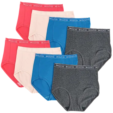 Paquete de 8: Panties tipo full brief de jersey de la línea signature de Breezies