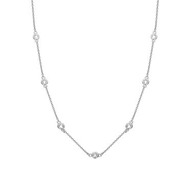 Rachel Glauber Rose Cut Simulated Diamond Link Necklace 14k White Gold Plated