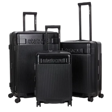 Roberto Cavalli Set de 3 Maletas Rígidas Acanaladas Expandibles 8 Ruedas