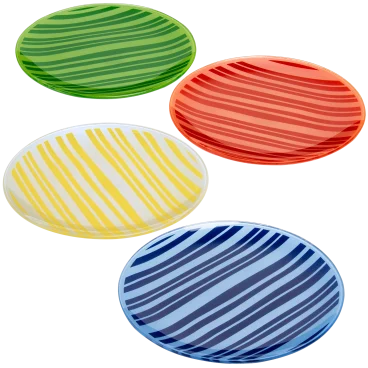 Temp-Tations 4-Piece Striped Glass Dessert Plates (8")