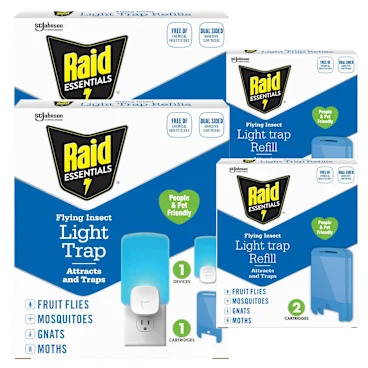 Raid Essentials Flying Insect Light Trap with 2 Bases & 6 Glue Traps