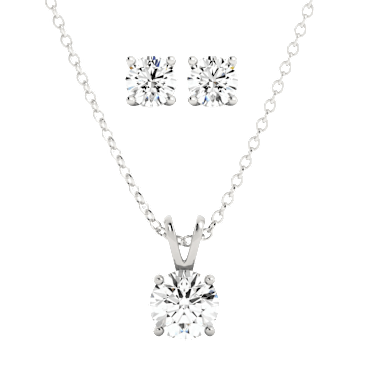 Voss+Agin 3 Carat TW Moissanite Stud Earrings & Necklace Set