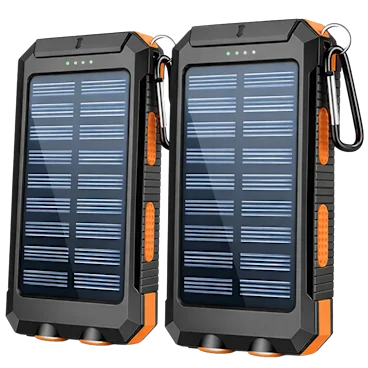 2-Pack: HAKOL 10,000mAh Solar Charger Power Bank with Dual & Type-C/Micro USB