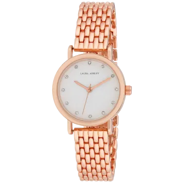 Laura Ashley Women's Stone Encrusted Dial Link Bracelet Watch