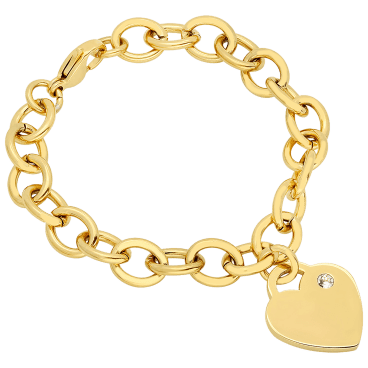 Steeltime Heart Charm with Crystal Bracelet & Necklace Set