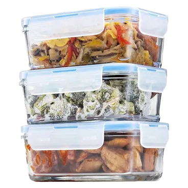 FineDine Contenedores de Vidrio para Preparar Comidas 3 Piezas con Tapa