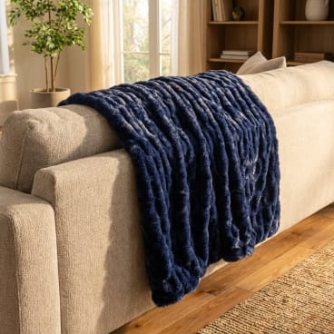 Hotel duCobb Oversized Ruched Faux Fur Throw by Dennis Basso