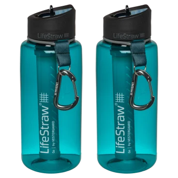 2-Pack: LifeStraw Go 1-Liter Tritan Water Filter Bottle