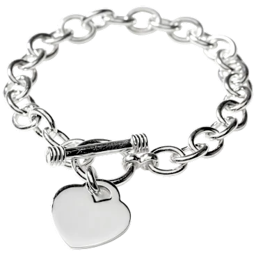 Romano Stivali Classic Toggle Clasp Heart Charm Bracelet