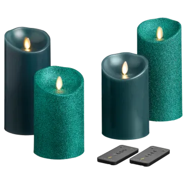 Luminara 4-Piece Flameless Smooth & Glitter Candles