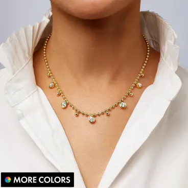 Jennifer Miller Collar con Circonia Cúbica Engarzada y Cadena de Bolitas