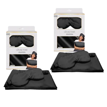 2-Pack: Olivia Rose Satin Sleep Set Pillowcase & Eye Mask