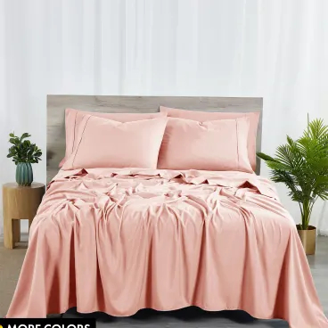 Bibb Home Premium 6-Piece Rayon from Bamboo Sheet Set with SureGrip Straps