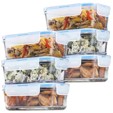 2-Pack: FineDine Glass Meal Prep Containers with Lids