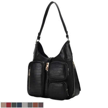 MKF Collection Daphne Crocodile-Embossed Vegan Leather Shoulder Bag by Mia K