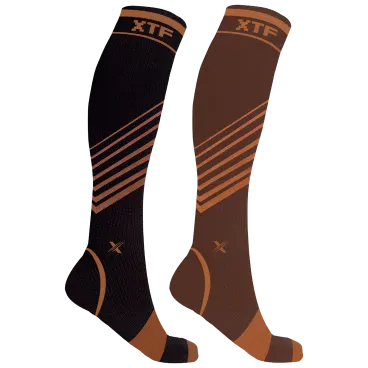 2-Pack: Extreme Fit Copper Striped Knee-High Compression Socks