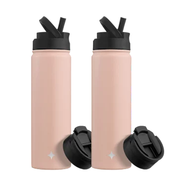 Paquete de 2: Botella de Agua JoyJolt de 22 oz con Tapa Abatible y Tapa con Popote Deportivo