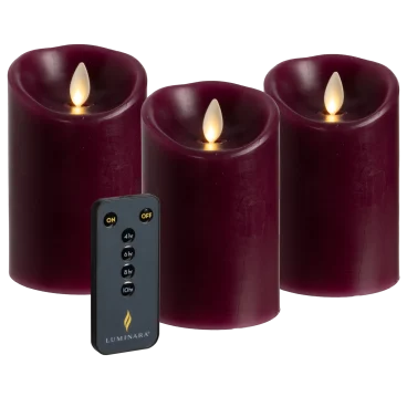 3-Pack: Luminara Flameless 4.5" Pillar Candles with Remote