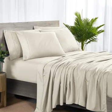 Bibb Home Premium 6-Piece Rayon from Bamboo Sheet Set with SureGrip Straps