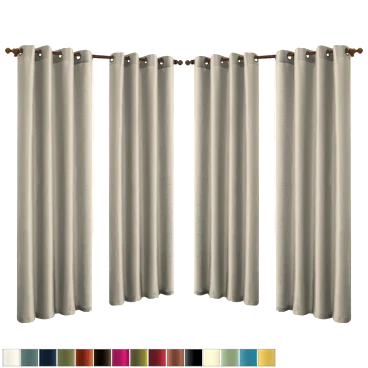 J&V Textiles Mira Set of 4 Faux Silk Grommet Panel Curtains