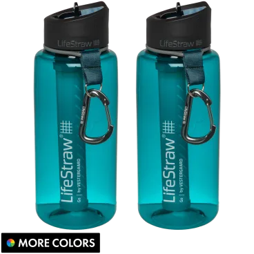 2-Pack: LifeStraw Go 1-Liter Tritan Water Filter Bottle