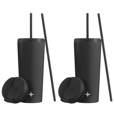 2-Pack: JoyJolt 24oz Vacuum Insulated Tumblers with Straw & Flip Lids