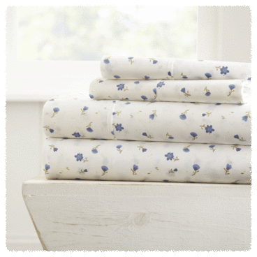iEnjoy Juego de Sábanas Suaves Premium con Estampado Floral de 4 Piezas