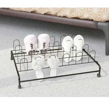 J&V Textiles Glossy Black UTB Rolling 24-Shoe Storage Rack
