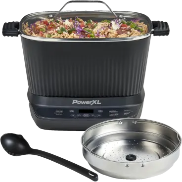 PowerXL StirMax Multi-Cooker Bundle with Steamer Basket and Ladle