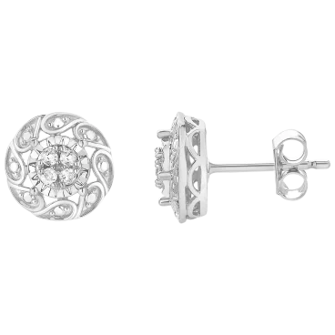 Unique Design 1/10 Carat TW Lab Grown Diamond Floral Earrings