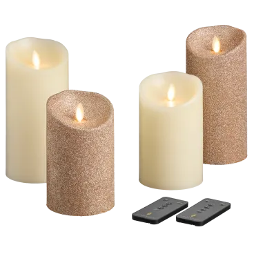4-Pack: Luminara Flameless Smooth & Glitter Candles