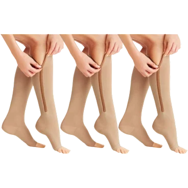 3-Pack: Titans Zip-Up Open-Toe Compression Socks