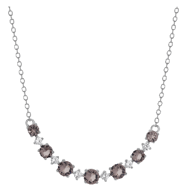 Unique Design Sterling Silver Lab Created Gemstone and White Sapphire Necklace