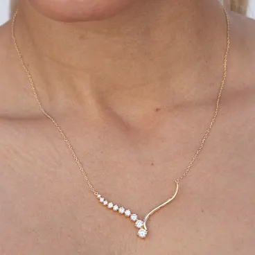 Savvy Cie Graduated CZ V Bar Necklace